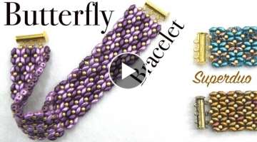 Easy Butterfly Bracelet with Superduo - Beading Tutorial
